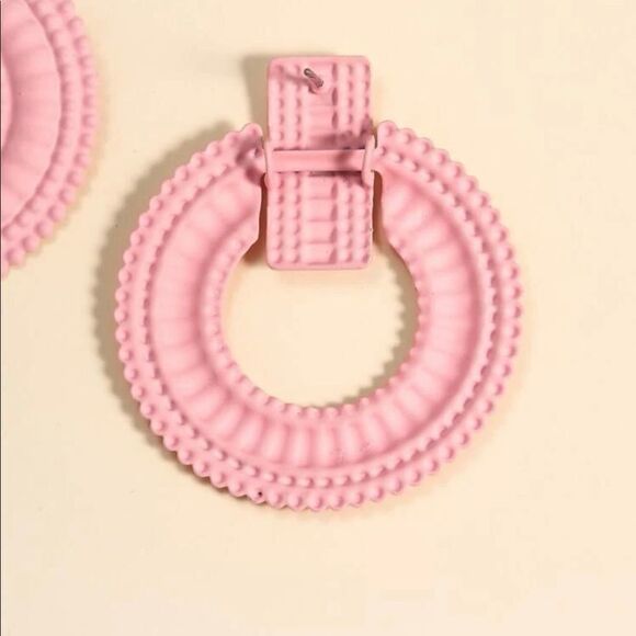 Pastel Pink Statement Earrings - Picture 3 of 4